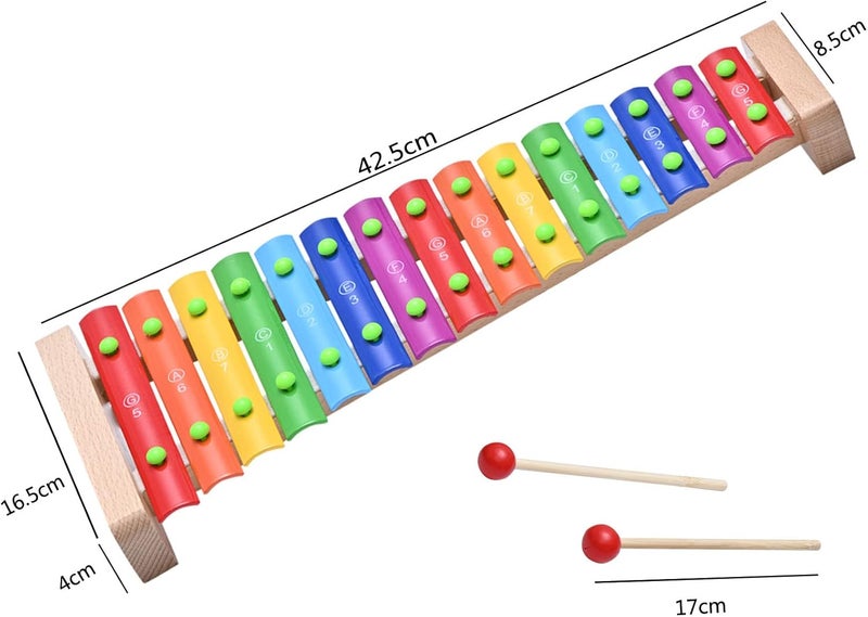 LIEKE Xylophone 15 Tones Glockenspiel Musical Instrument Toy Gift for kids Adults - Image 2